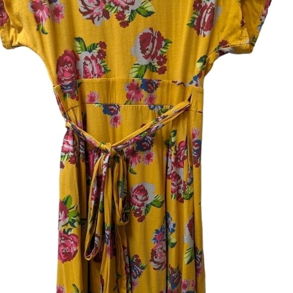 MATILDA Jane Alana Floral Yellow Wrap Tiefront Cotton Maxi Dress (XS) - Picture 3 of 6